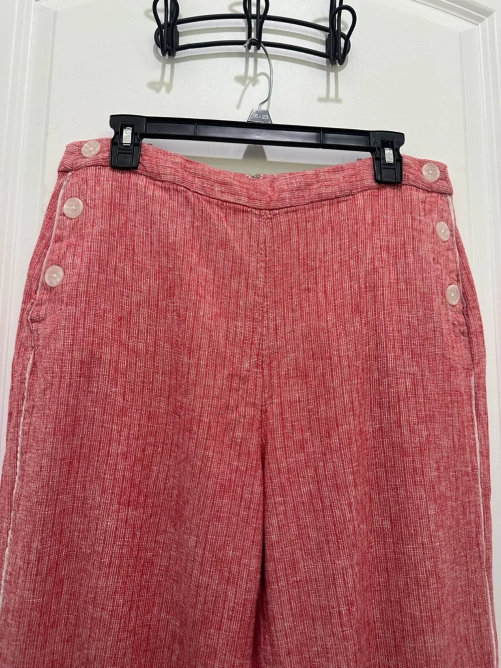 Banana Republic Sailor Pant in Red and White Wide Leg SZ 14 Linen Blend #Summer
